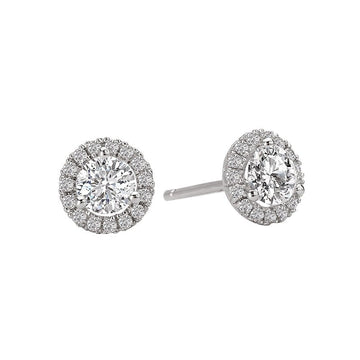 Luxora Ladies Diamond Halo Earrings | 14K White Gold Stud Earrings