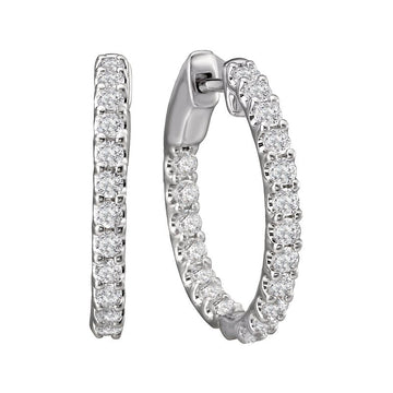 Luxora 14K White Gold Diamond Hoop Earrings - Classic Style (D 1.00 carat total weight)