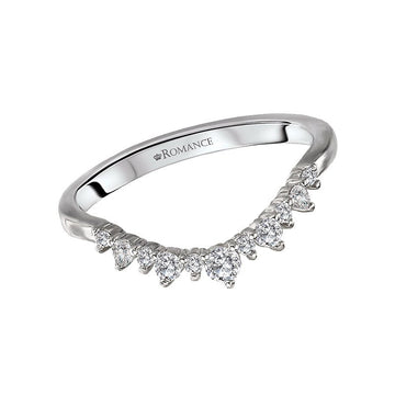 Orbelle Diamond Nesting Wedding Band - 14K White Gold Curved Ring with Pear-Shaped White Diamonds