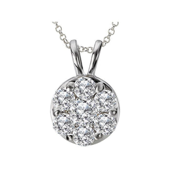 Luxora Ladies Diamond Cluster Pendant in 14K White Gold