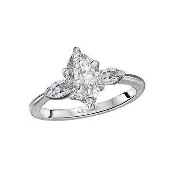 Orbelle 14K White Gold Marquise Diamond 3-Stone Semi-Mount Engagement Ring