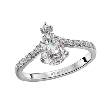 Orbelle White Gold Pear Shaped Diamond Semi-Mount Engagement Ring