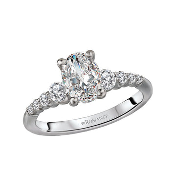 Bandora 14K White Gold Oval Lab Grown Diamond Semi-Mount Engagement Ring
