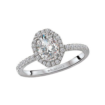 Orbelle Diamond Semi-Mount Halo Engagement Ring - 14K White Gold