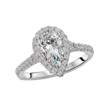 Orbelle Halo Semi-Mount Diamond Ring | 14K White Gold Pear Shaped