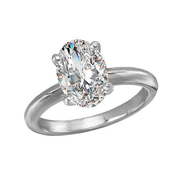 Glemera Solitaire Oval Diamond Semi-Mount Engagement Ring 14K White Gold