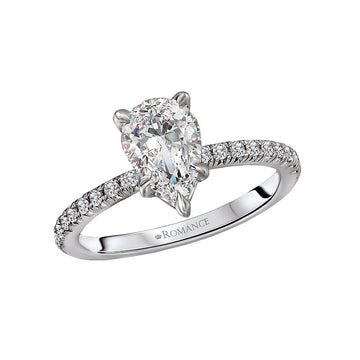 Orbelle 14K White Gold Pear Shaped Diamond Semi-Mount Ring