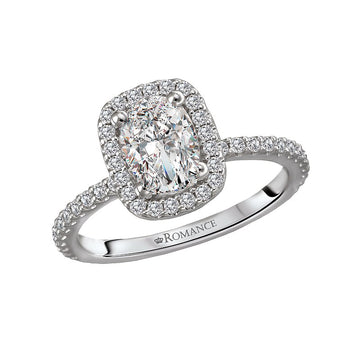 Orbelle Oval Halo Semi-Mount Diamond Ring in 14K White Gold