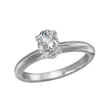 Glemera Solitaire Oval Diamond Engagement Ring in 14K White Gold