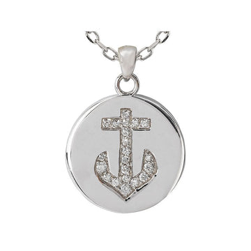 Aurenza Classics 14KW Round Diamond Anchor Disc Pendant, 0.23CTW