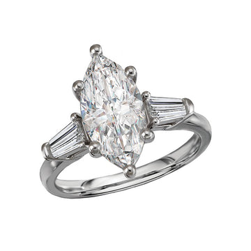 14K White Gold Marquise Lab Grown Diamond Engagement Ring