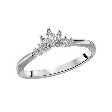 Glemera Curved Nesting Wedding Band in 14K White Gold with Round and Marquise Diamonds