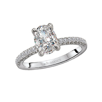 Bandora 14K White Gold Oval Diamond Semi-Mount Engagement Ring