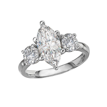 Chic 14K White Gold Lab Grown Diamond 3-Stone Engagement Ring