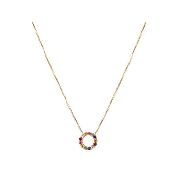 Luxora 14kt Diamond & Gem Circle Necklace - Adjustable Lariat Style