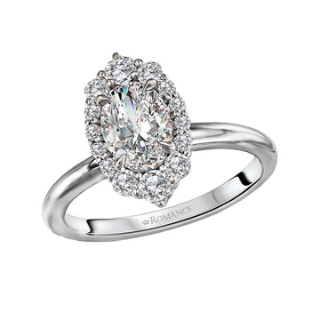 Orbelle Halo Diamond Semi-Mount Engagement Ring | 14K White Gold Oval 7.5x5.5mm