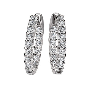 Luxora 14K White Gold Diamond Hoop Earrings - Classic Style