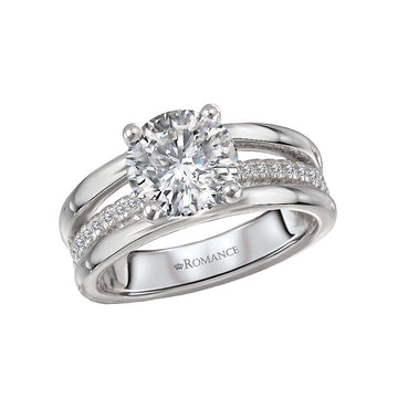 Orbelle Three Row Diamond Engagement Ring Semi-Mount 14K White Gold