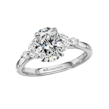 Platinum Bandora Semi-Mount Engagement Ring with Marquise and Round Diamonds