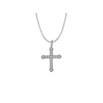 Luxora Diamond Cross Fashion Necklace | 14K White Gold Adjustable Rollo Chain