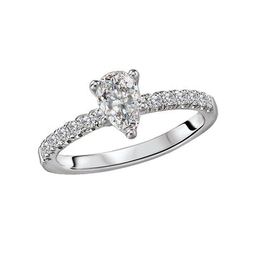 Glemera Diamond Solitaire Engagement Ring - Bandora 14K White Gold Pear Shape Diamond Ring