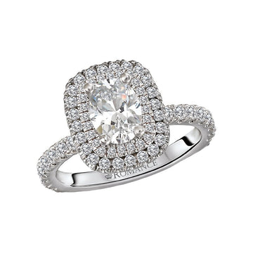 Orbelle Diamond Halo Semi Mount Engagement Ring | 14K White Gold