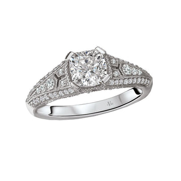 Glemera Vintage Semi-Mount Diamond Ring in 14K White Gold