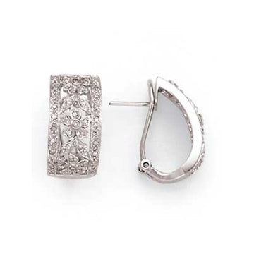 Aurenza Classics 14kt White Gold Floral Diamond Huggie Earrings