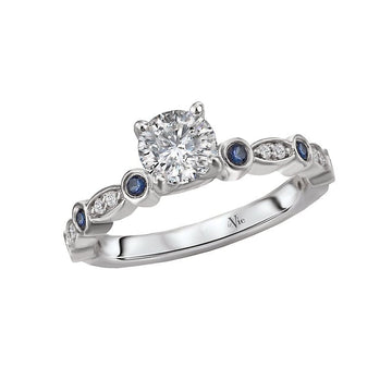 Glemera Diamond and Sapphire Semi Mount Ring - Bandora 14K White Gold Engagement Ring