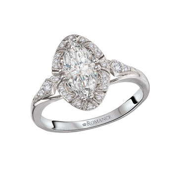 Orbelle Oval Halo Semi-Mount Diamond Engagement Ring in 14K White Gold