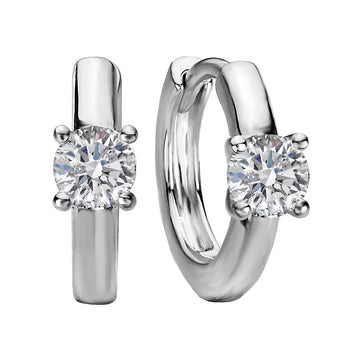 Luxora 14K White Gold Diamond Huggie Earrings