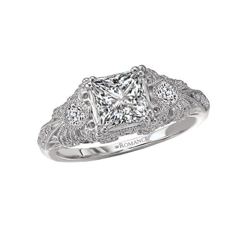 Vintage 18K White Gold Diamond Engagement Semi-Mount Ring