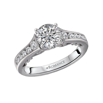 Orbelle Peg Head Semi-Mount Diamond Ring | Bandora 18K White Gold Engagement Ring