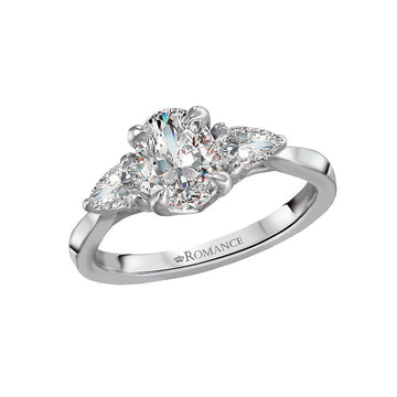Orbelle 3 Stone Oval Diamond Engagement Ring in 14K White Gold