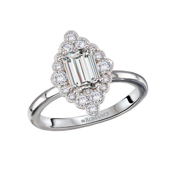 Orbelle Halo and Milgrain 14K White Gold Semi-Mount Engagement Ring