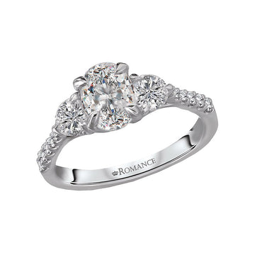 Orbelle 3 Stone Semi-Mount Diamond Ring in 14K White Gold