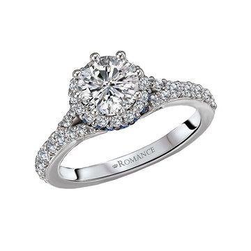 Orbelle Sapphire and Diamond Semi-Mount Ring - 14K White Gold Halo Engagement Ring