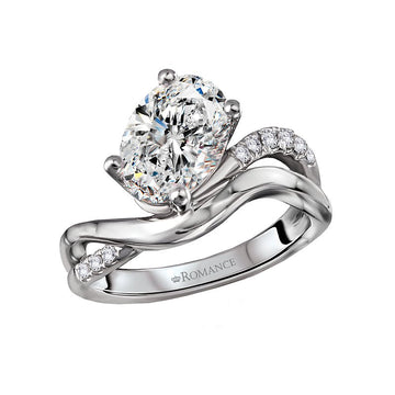 Orbelle 14K White Gold Semi-Mount Diamond Wave Shank Engagement Ring