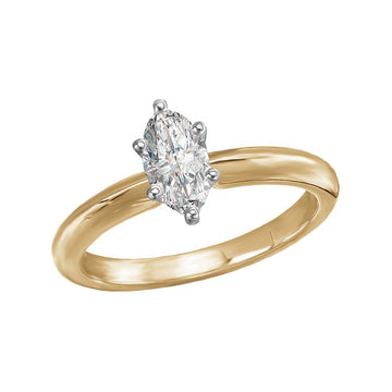 Glemera Solitaire Semi-Mount Diamond Engagement Ring - 14K Yellow Gold Marquise Shape