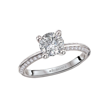 Orbelle Knife Edge Banded Diamond Engagement Ring | 14K White Gold