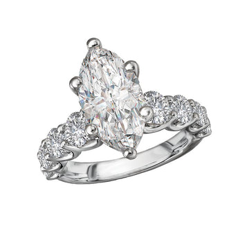 Bandora 14K White Gold Marquise Cut Lab Grown Diamond Engagement Ring Semi-Mount