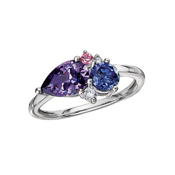 14K White Gold Luxora Amethyst and Sapphire Fashion Ring