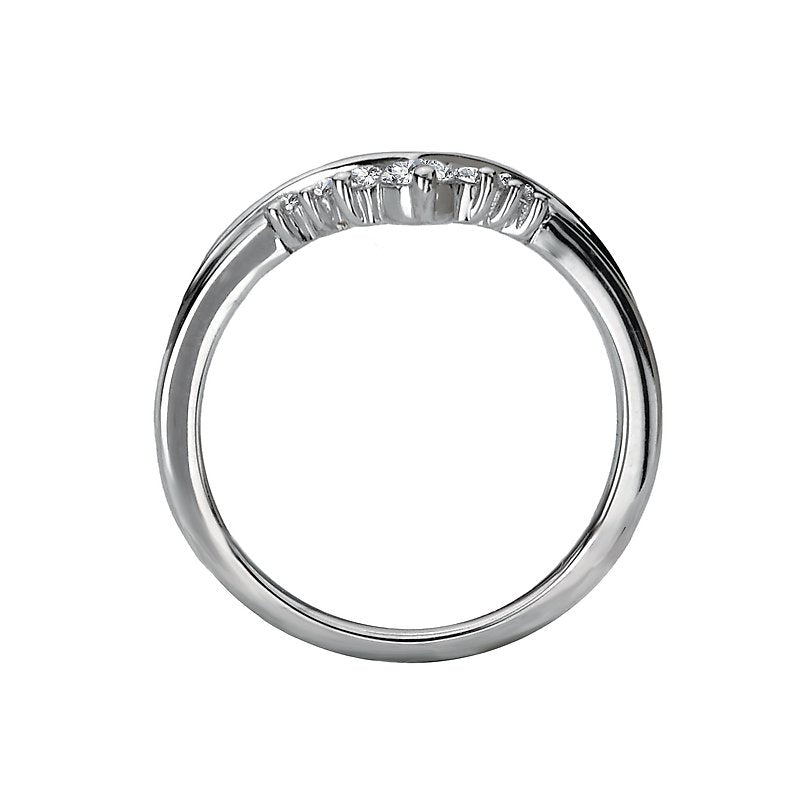Orbelle Diamond Nesting Wedding Band | 14K White Gold Curved Ring with Round Diamonds