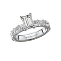 Vintage 14K White Gold Diamond Engagement Ring Semi-Mount for 7x5mm Emerald Cut Stone