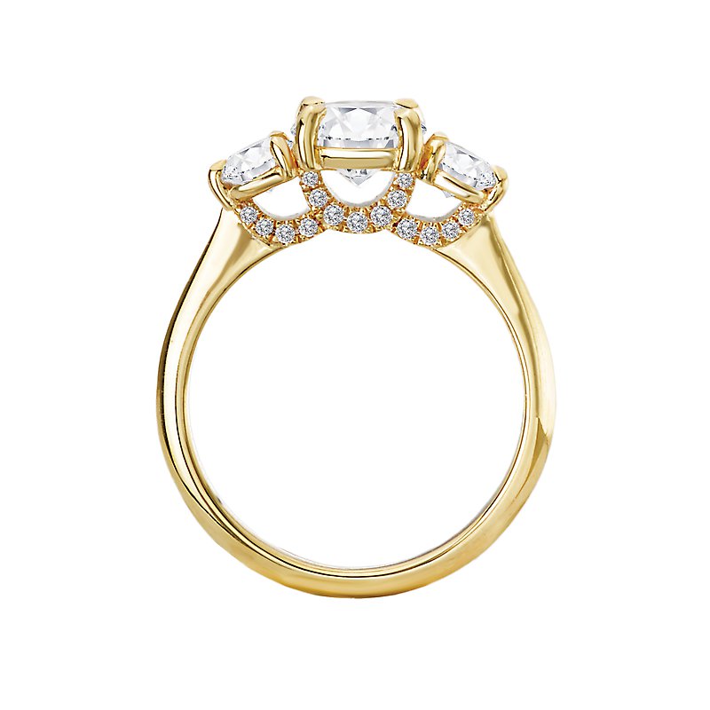 Orbelle 3-Stone Semi-Mount Diamond Engagement Ring in 14K Yellow Gold