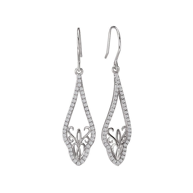 Luxora Teardrop Diamond Dangle Earrings in 14K White Gold