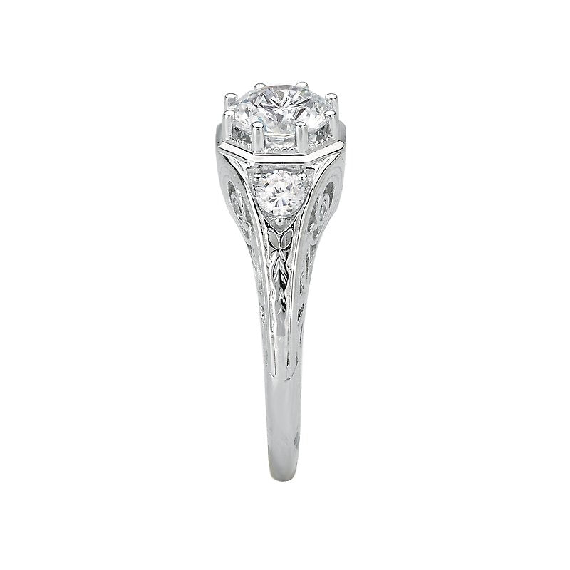 Vintage 14K White Gold Semi-Mount Diamond Ring with Lab Grown Diamonds