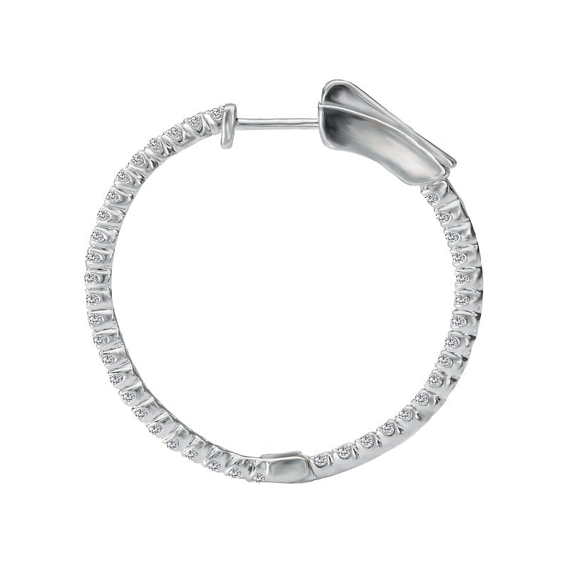 Luxora Oval Diamond Hoop Earrings in 14K White Gold