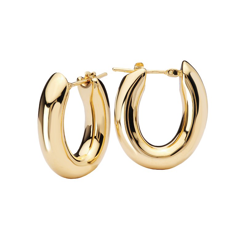 Luxora 14K Yellow Gold Oval Hoop Earrings - Italian Fashion Jewelry