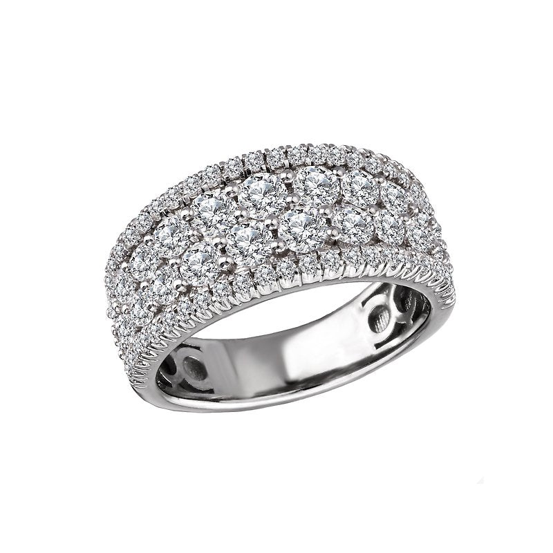 Luxora 14K White Gold Four Row Diamond Fashion Ring 2ctw Size 7